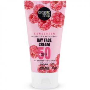 Organic Shop Fényvédő nappali arckrém málnával és antioxidánsokkal SPF50 - 50ml