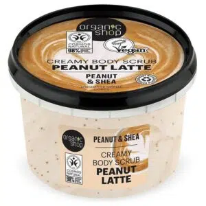 Organic Shop Peanut Latte krémes testradír mogyoróval és shea vajjal - 250ml