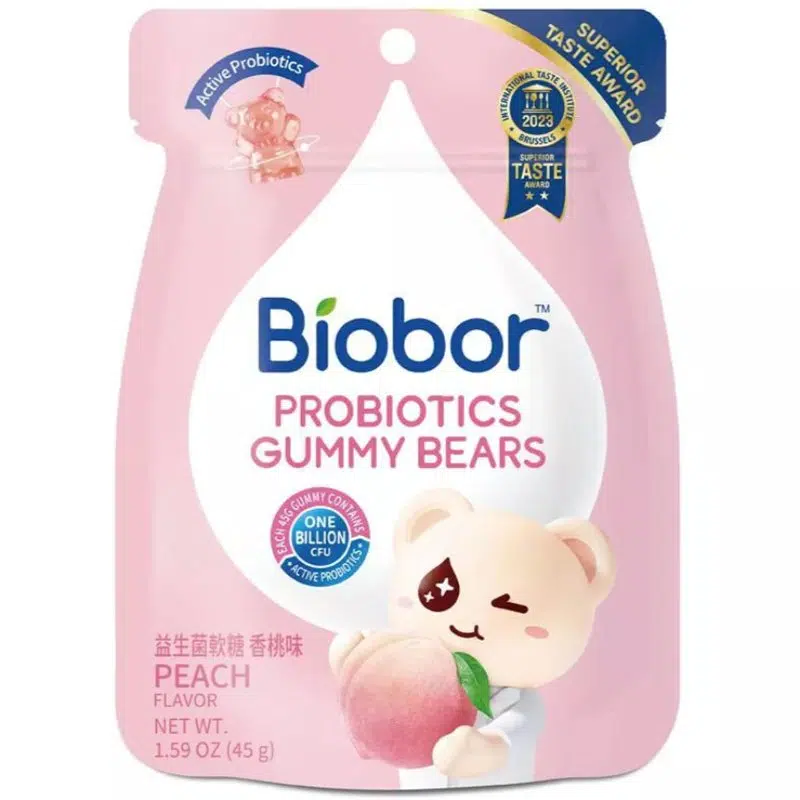 Biobor Őszibarack ízű gumicukorka probiotikus baktériumtörzsekkel - 45g