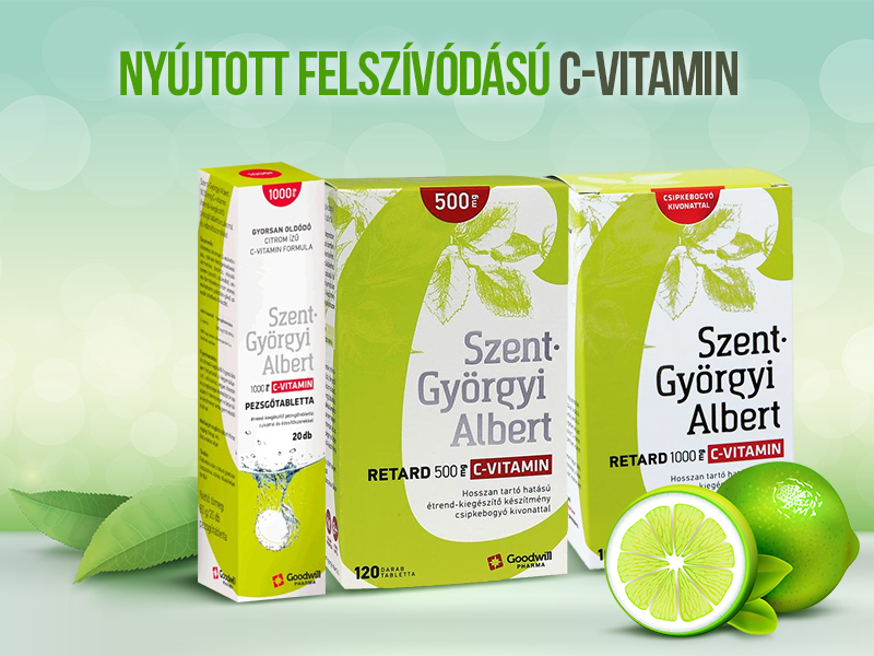 A Goodwill Szent-Györgyi Albert Retard C-vitaminok tablettás és vízben oldódó pezsgőtablettás kiszerelésben is elérhetők