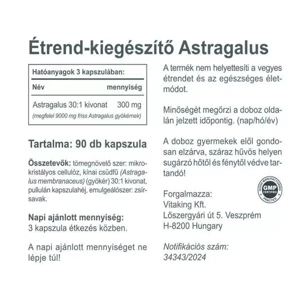 Vitaking Astragalus kivonat kapszula - 90db - Image 2