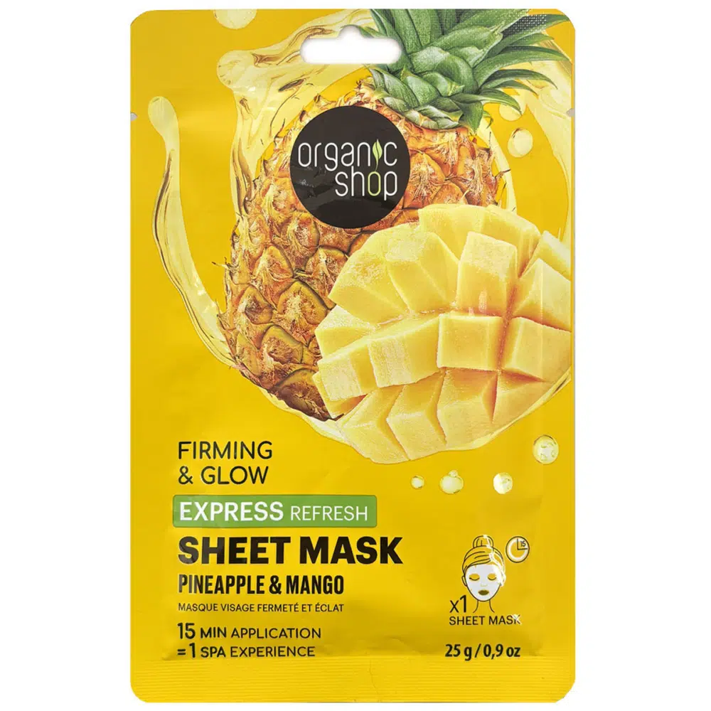 Organic Shop Firming & Glow Frissítő fátyolmaszk ananásszal és mangóval - 25g