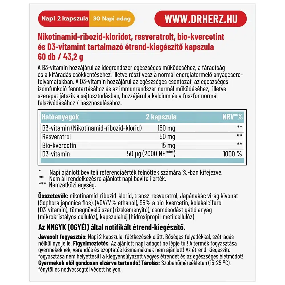 Dr. Herz NAD+ kapszula - 60db - Image 2