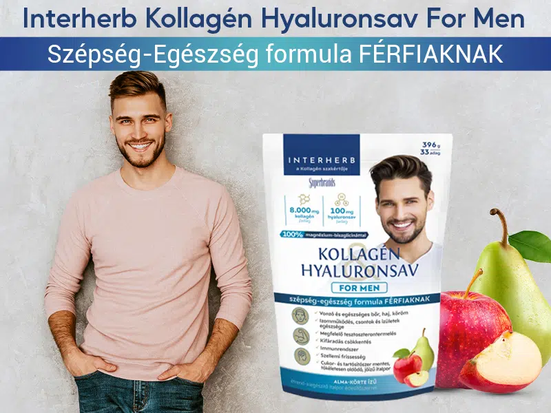 Frissesség és rugalmasság minden kortyban, férfiaknak tervezve! - Interherb Kollagén Hyaluronsav For Men italpor