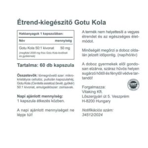 Vitaking Gotu Kola kivonat kapszula - 60db - Image 2