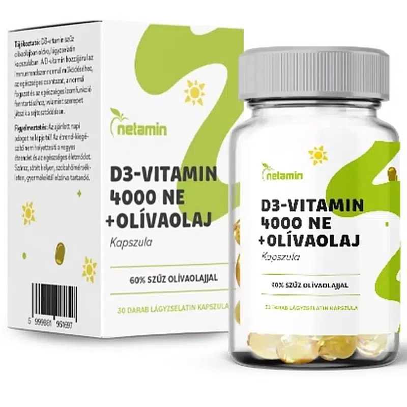 Netamin D3-vitamin 4000NE+olívaolaj kapszula - 30db