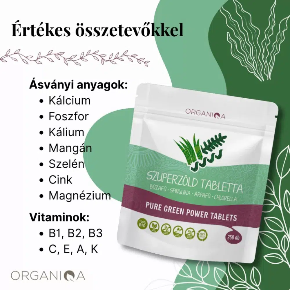 Organiqa Bio Szuperzöld tabletta - 250db - Image 2