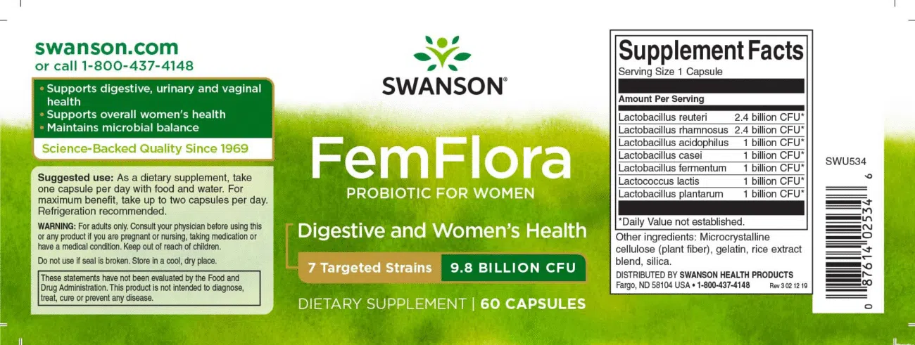 Swanson FemFlora élőflóra nőknek kapszula - 60db - Image 2