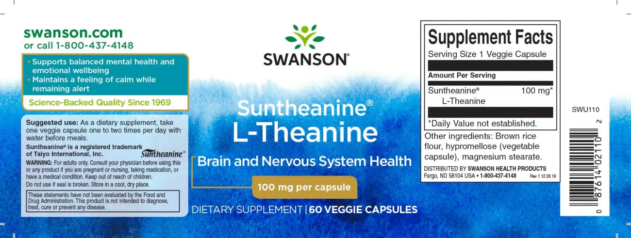 Swanson L-Theanine kapszula - 60db - Image 2
