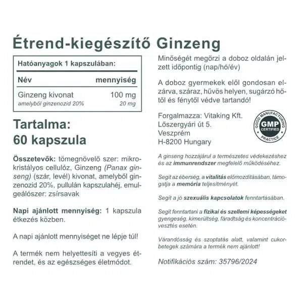 Vitaking Ginzeng kapszula - 60db - Image 2
