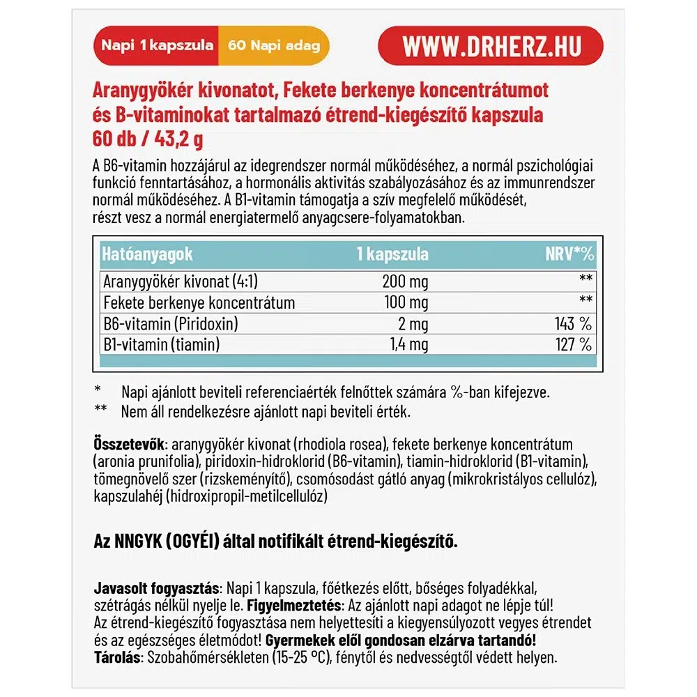 Dr. Herz Aranygyökér + B-vitaminok kapszula - 60db - Image 2