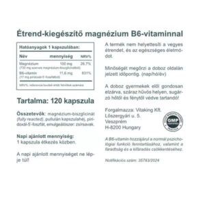 Vitaking Magnézium Biszglicinát + P5P (B6-vitamin) kapszula - 120db - Image 2