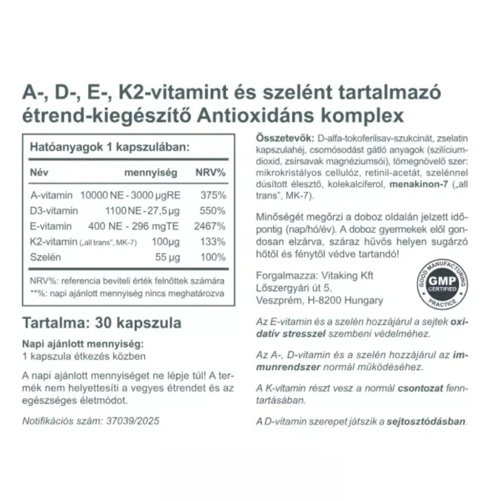 Vitaking Antioxidáns Komplex kapszula - 30db - Image 2