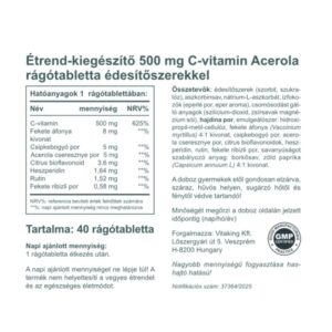 Vitaking C-500 Acerola epres rágótabletta - 40db - Image 2