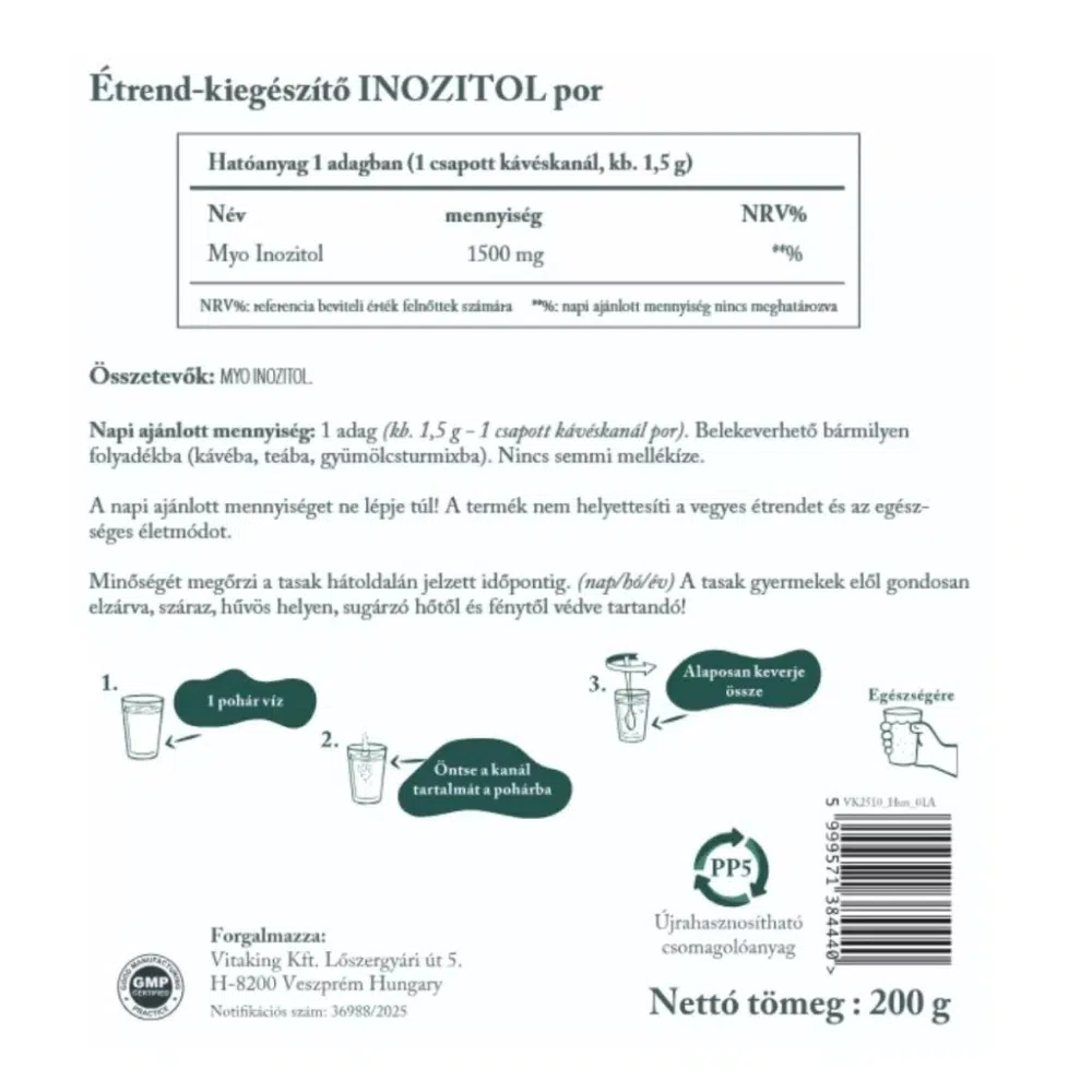 Vitaking Myo-Inozitol tasakos por - 200g - Image 2