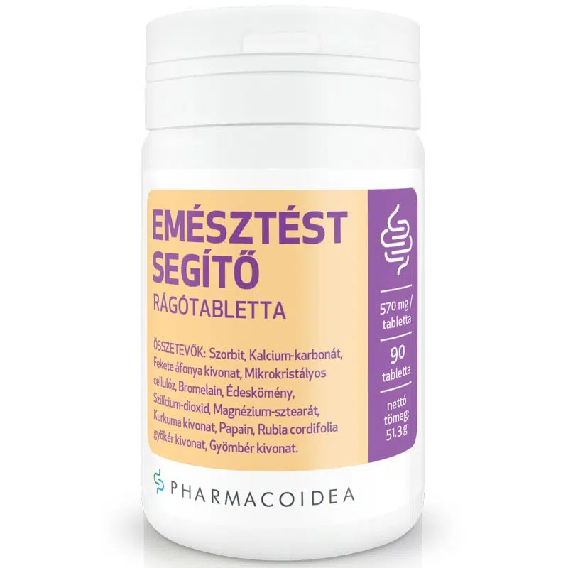 Pharmacoidea Emésztést segítő rágótabletta - 90db