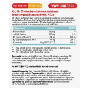 Dr. Herz K2-vitamin+K1+D3+Kálcium kapszula - 60db - Image 2