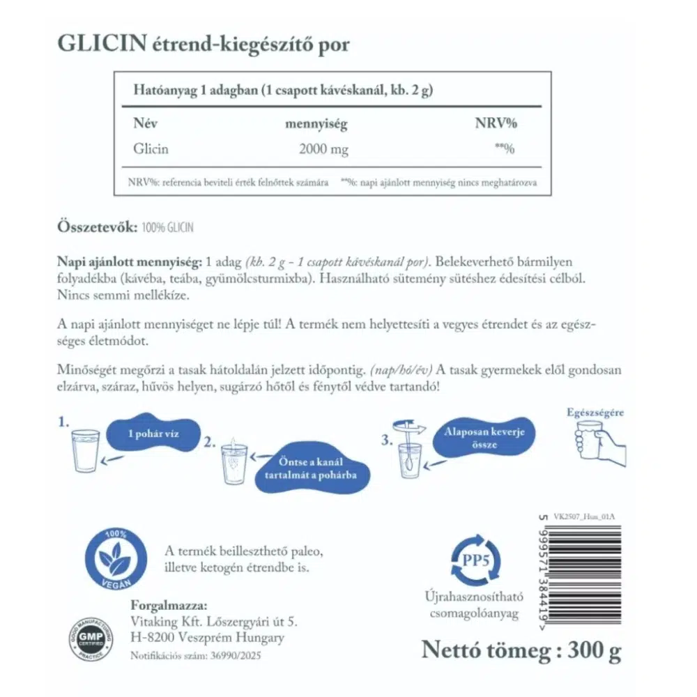 Vitaking Glicin TASAKOS italpor - 300g - Image 2