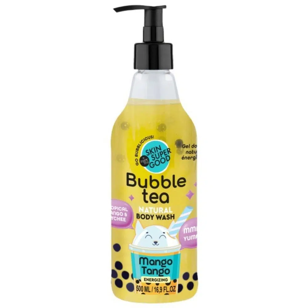 Skin Super Good Bubble Tee Mango Tango energetizáló tusfürdő mangóval és licsivel - 500ml