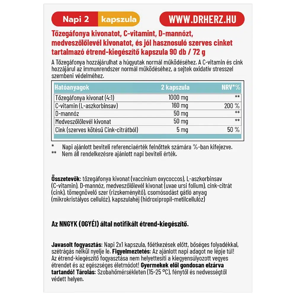 Dr. Herz Tőzegáfonya kivonat 1000mg XL kapszula - 90db - Image 2