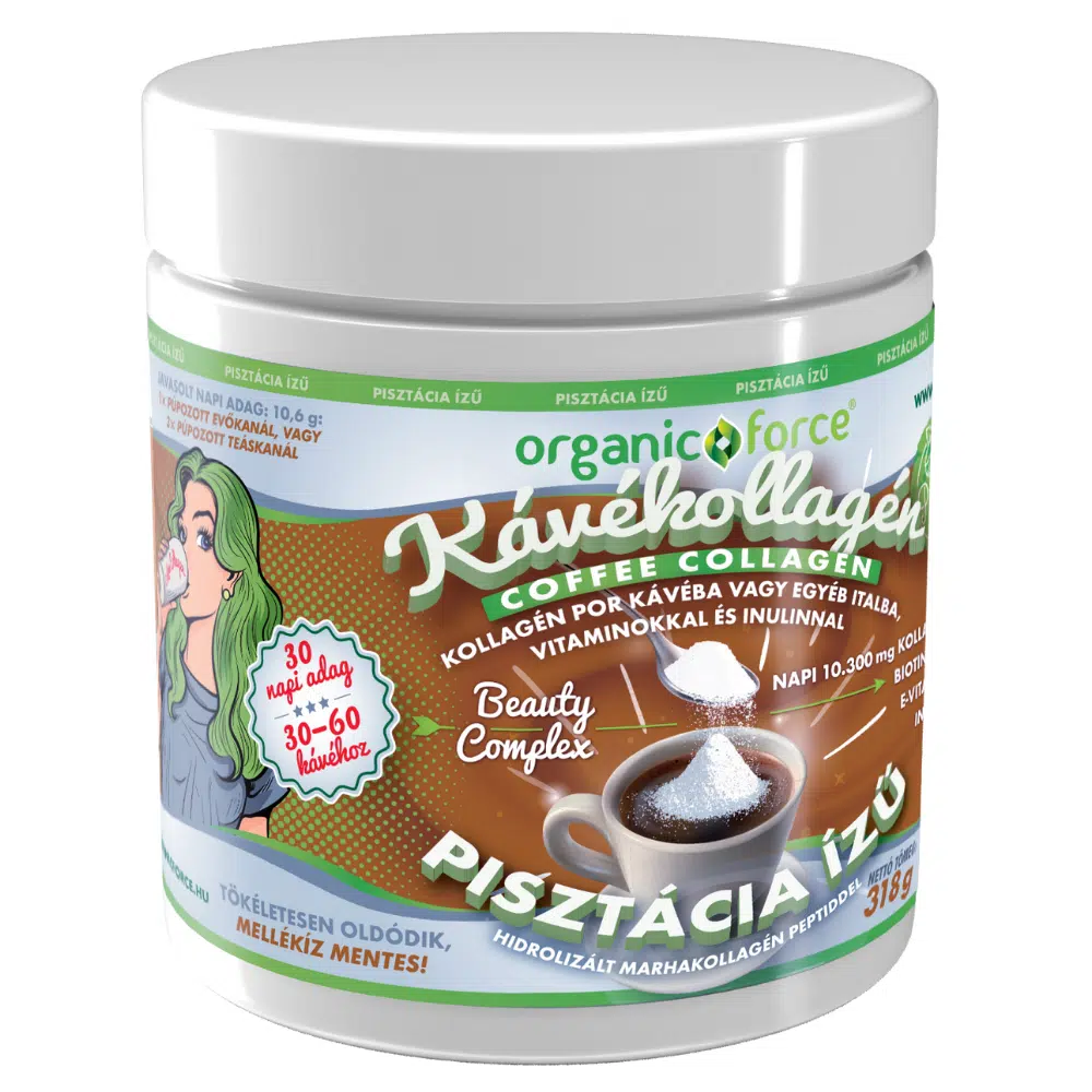 Organic Force Coffee Collagen - Kávékollagén pisztácia ízű - 318g