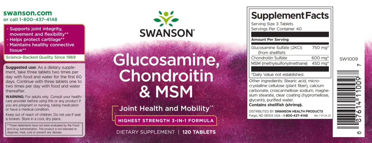 Swanson Glükozamin Kondroitin MSM tabletta - 120db - Image 2