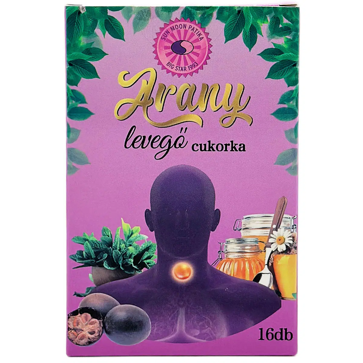 Sun Moon Arany LEVEGŐ torokcukorka - 16db