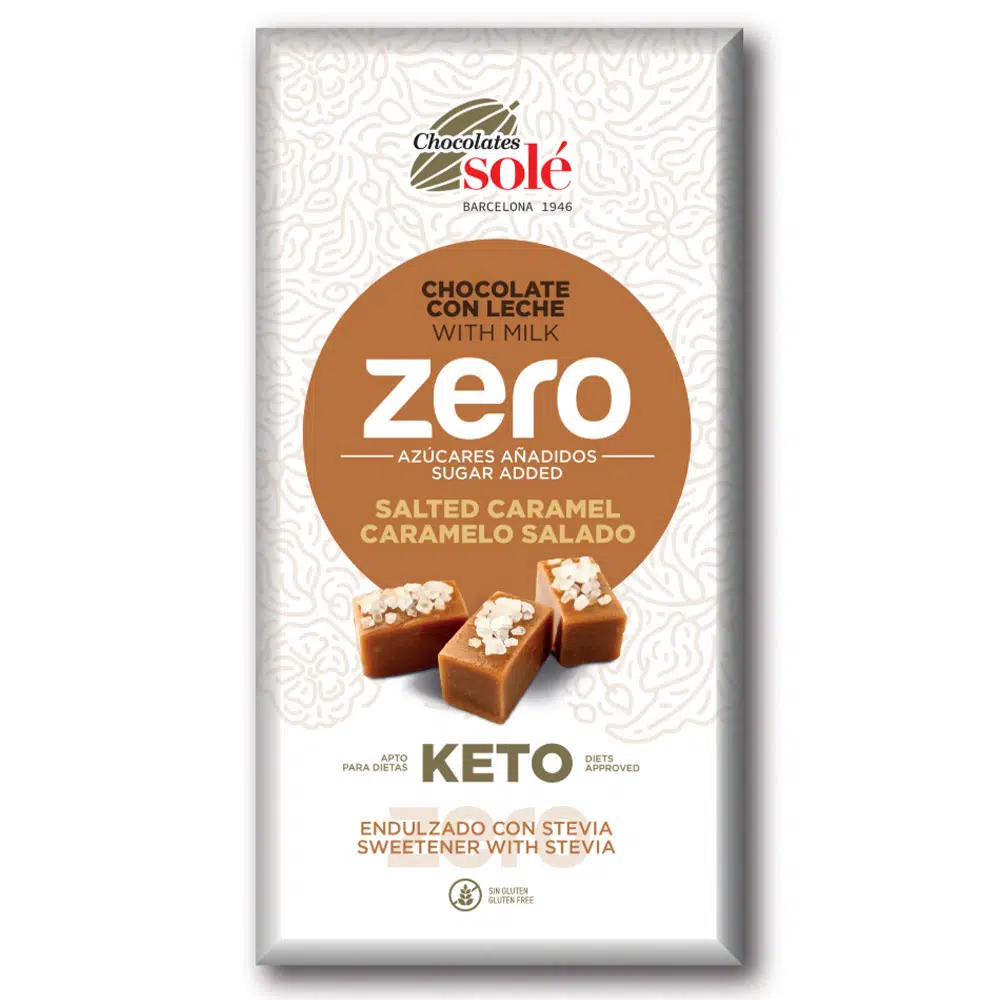Chocolates Solé ZERO Cukormentes Sós-Karamellás Tejcsokoládé - 100g