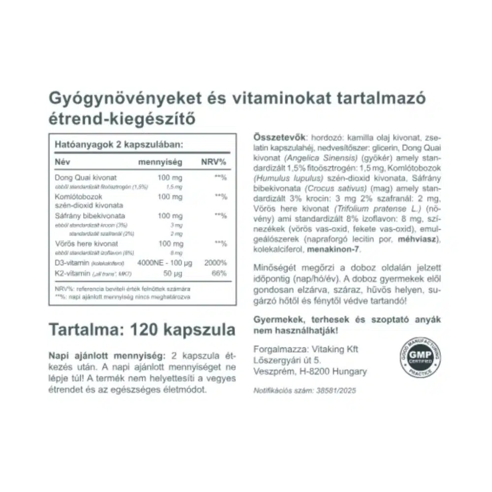 Vitaking Gyógynövény Komplex 50+ nőknek kapszula - 120db - Image 2