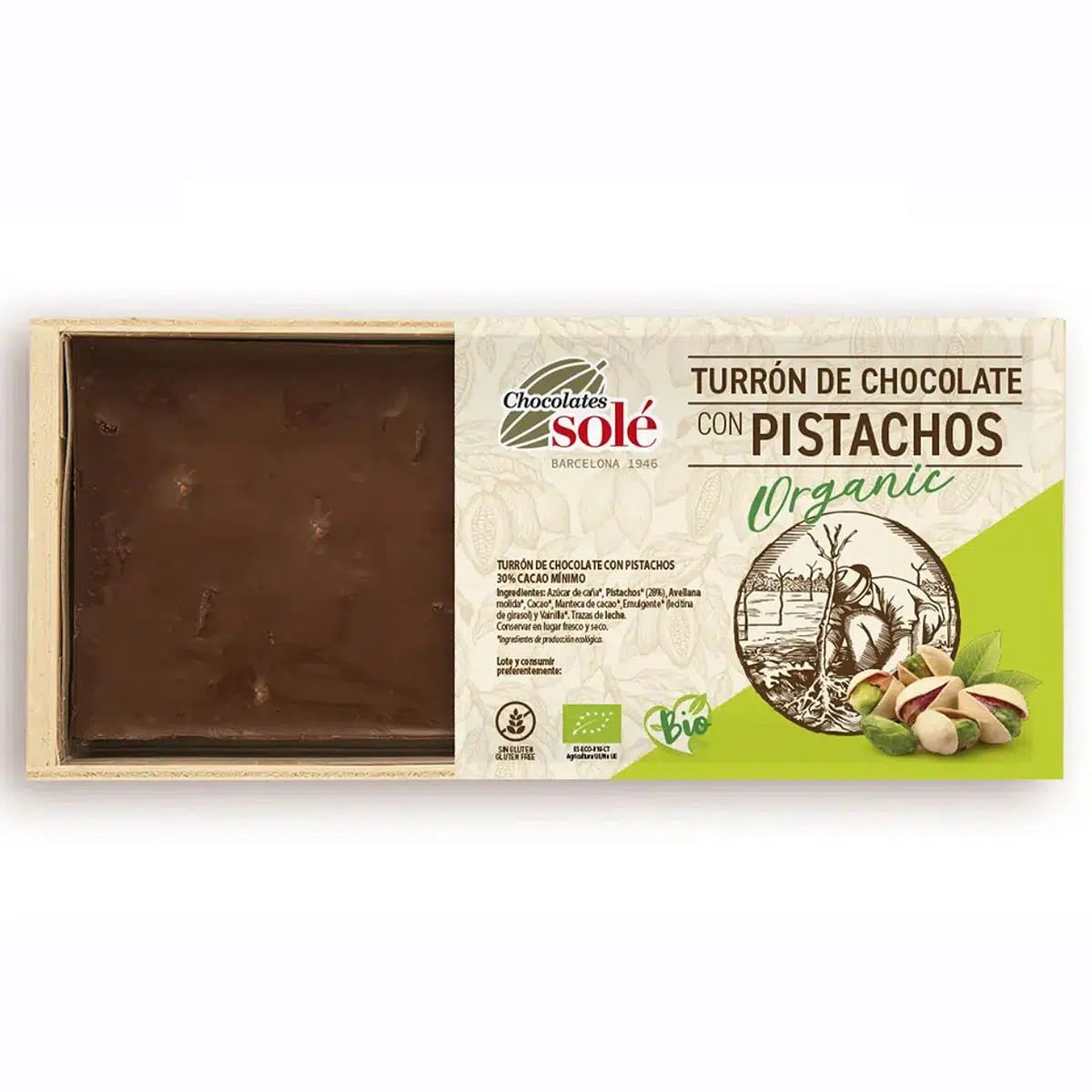 Chocolates Solé Bio csokoládés Nugát pisztáciával - 200g