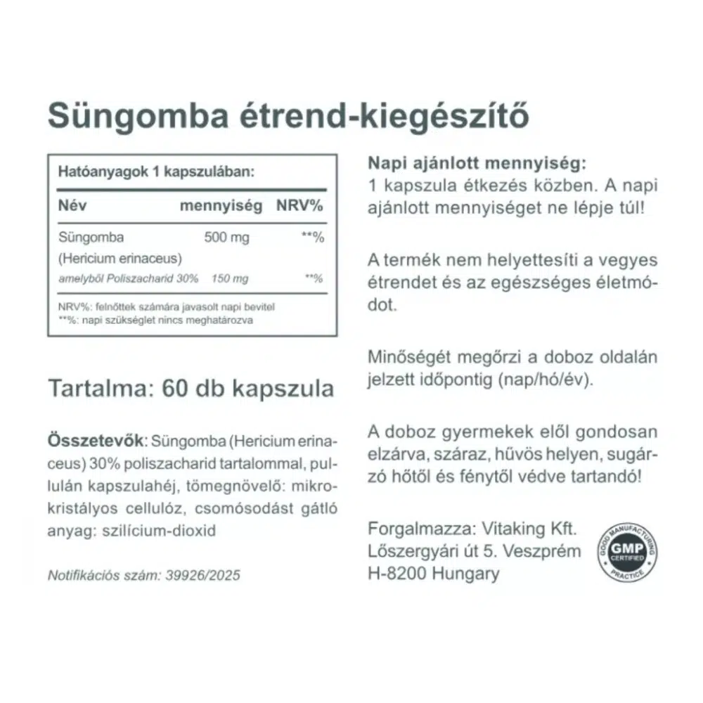 Vitaking Süngomba kapszula - 60db - Image 2