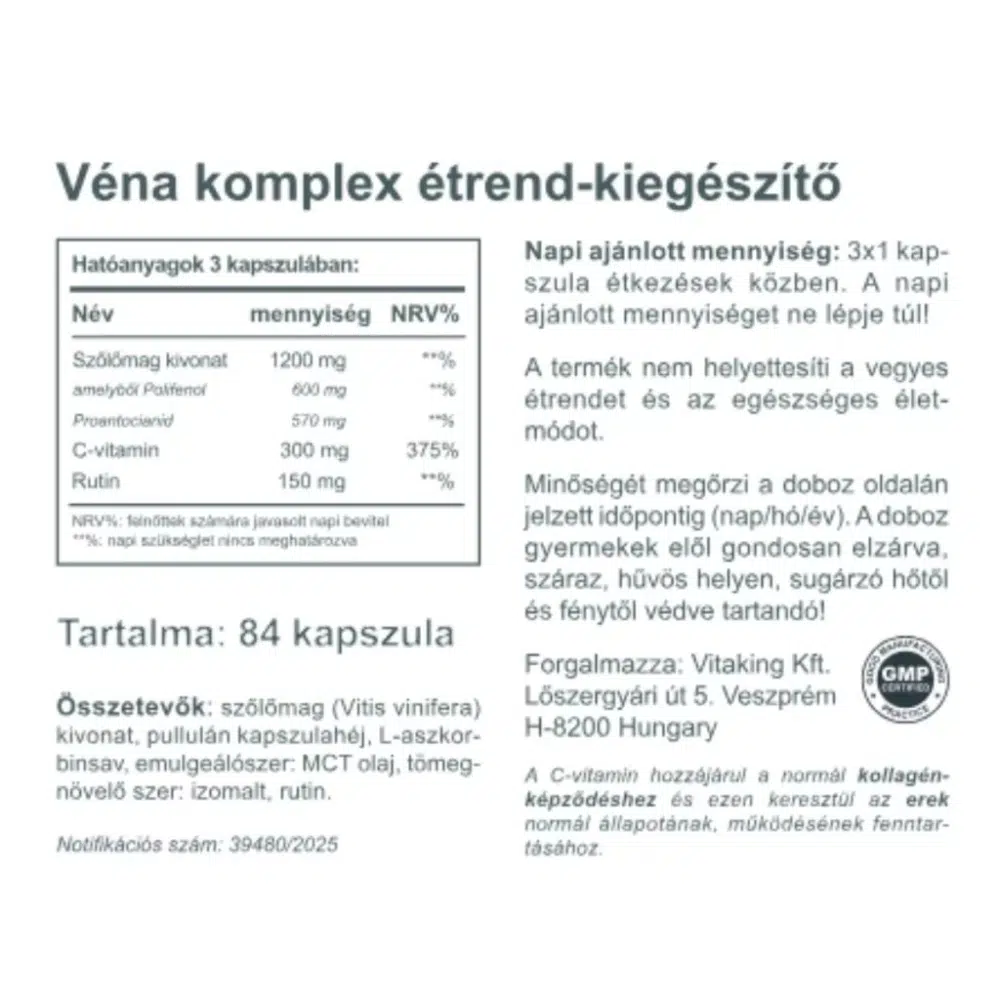 Vitaking Véna Komplex kapszula - 84db - Image 2