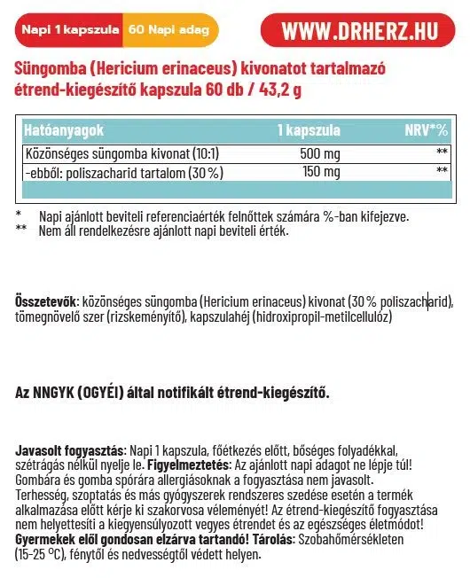 Dr. Herz Süngomba kapszula - 60db - Image 2