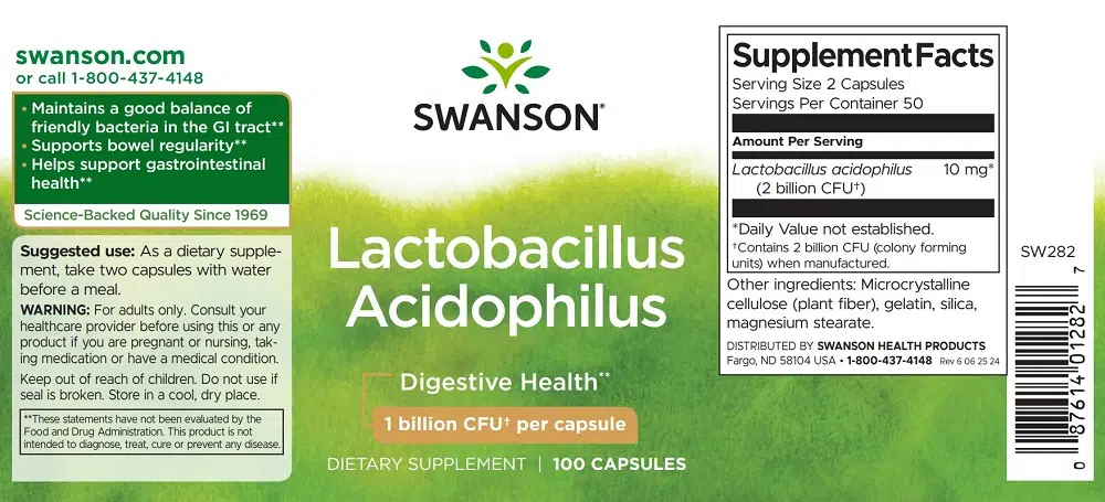Swanson Lactobacillus Acidophilus kapszula - 100db - Image 2