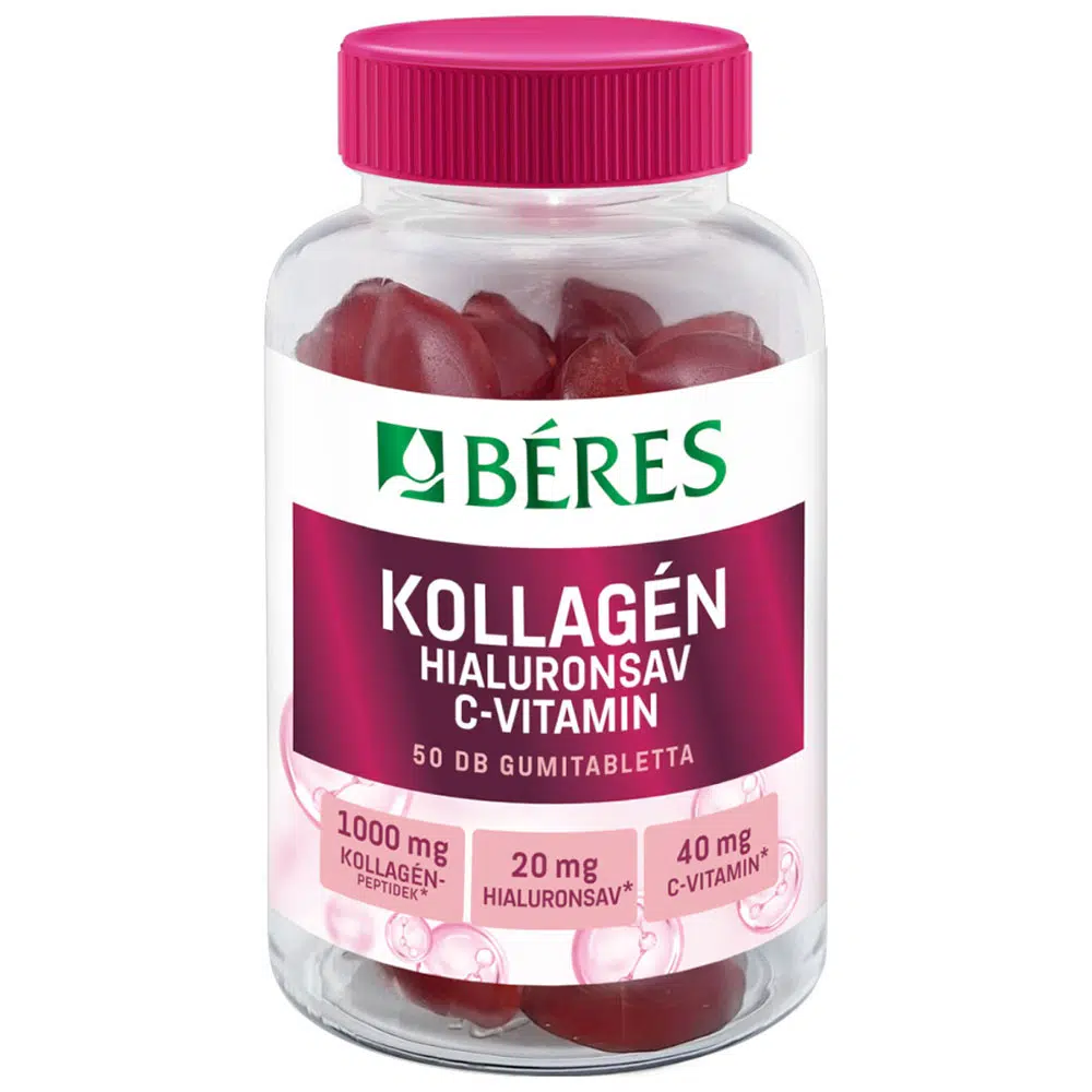Béres Kollagén+Hialuronsav+C-vitamin gumitabletta - 50db
