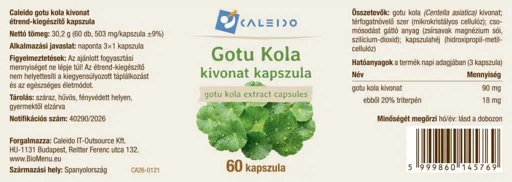 Caleido Gotu Kola kivonat kapszula - 60db - Image 2
