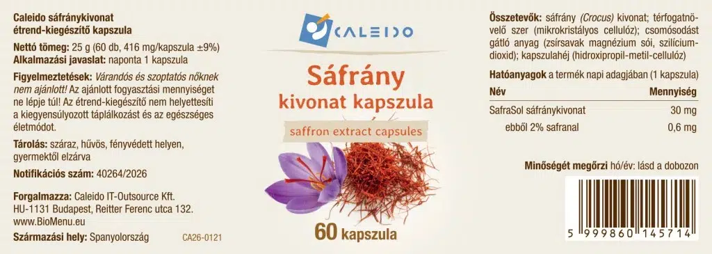 Caleido Sáfrány kivonat kapszula - 60db - Image 2