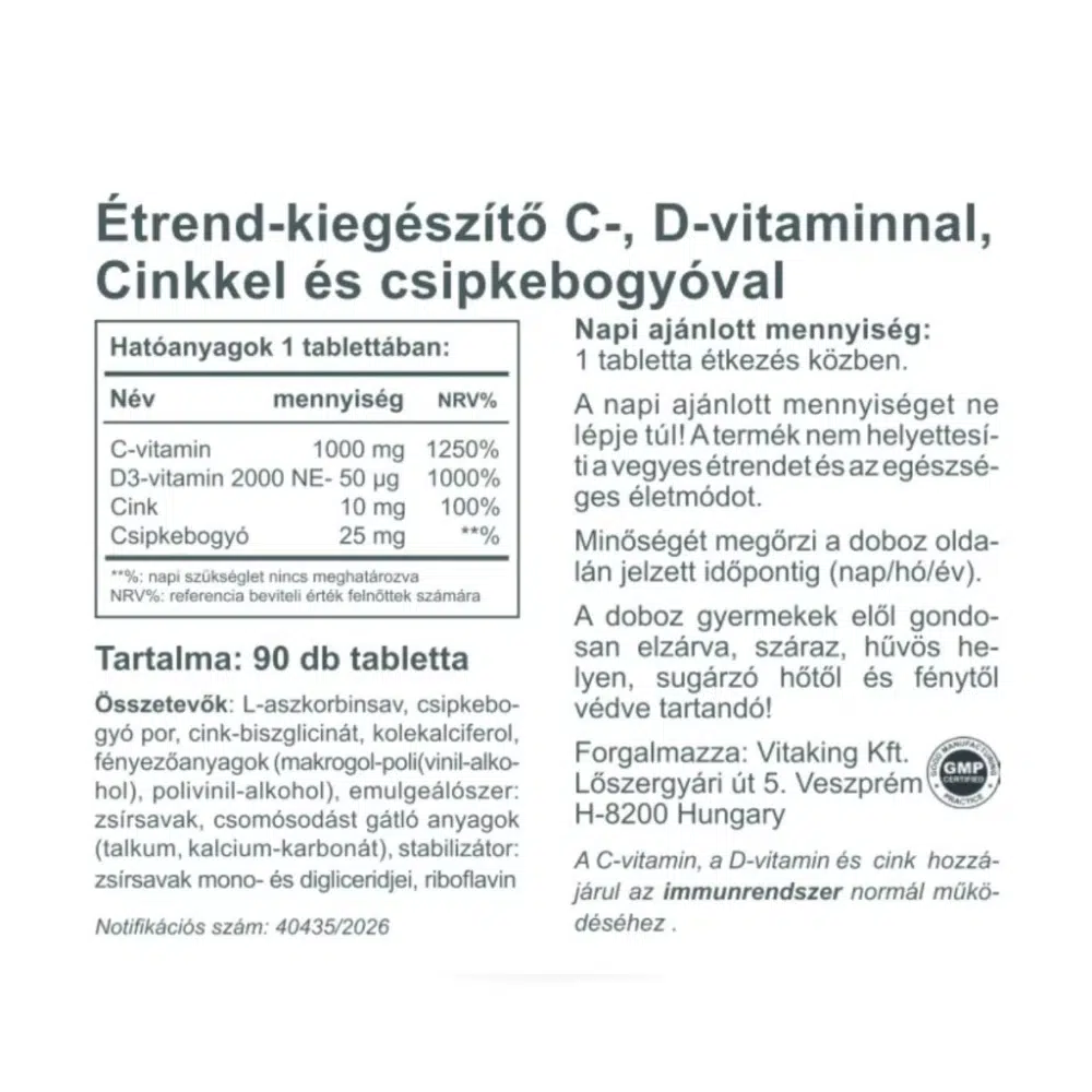 Vitaking C+D+Cink tabletta - 90db - Image 2