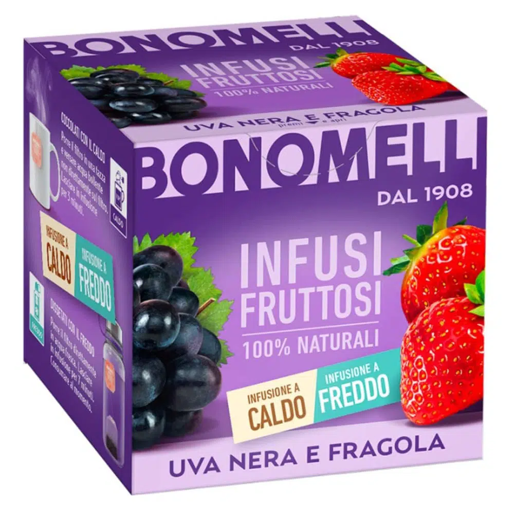 Bonomelli Fekete szőlő és eper gyümölcstea - 12 tasak
