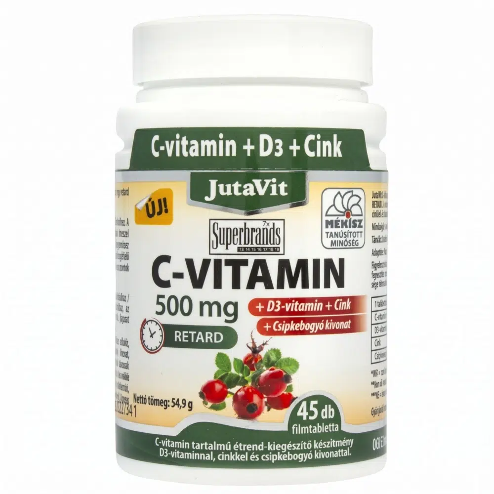Jutavit c-vitamin+d3 500 mg tabletta 45 db