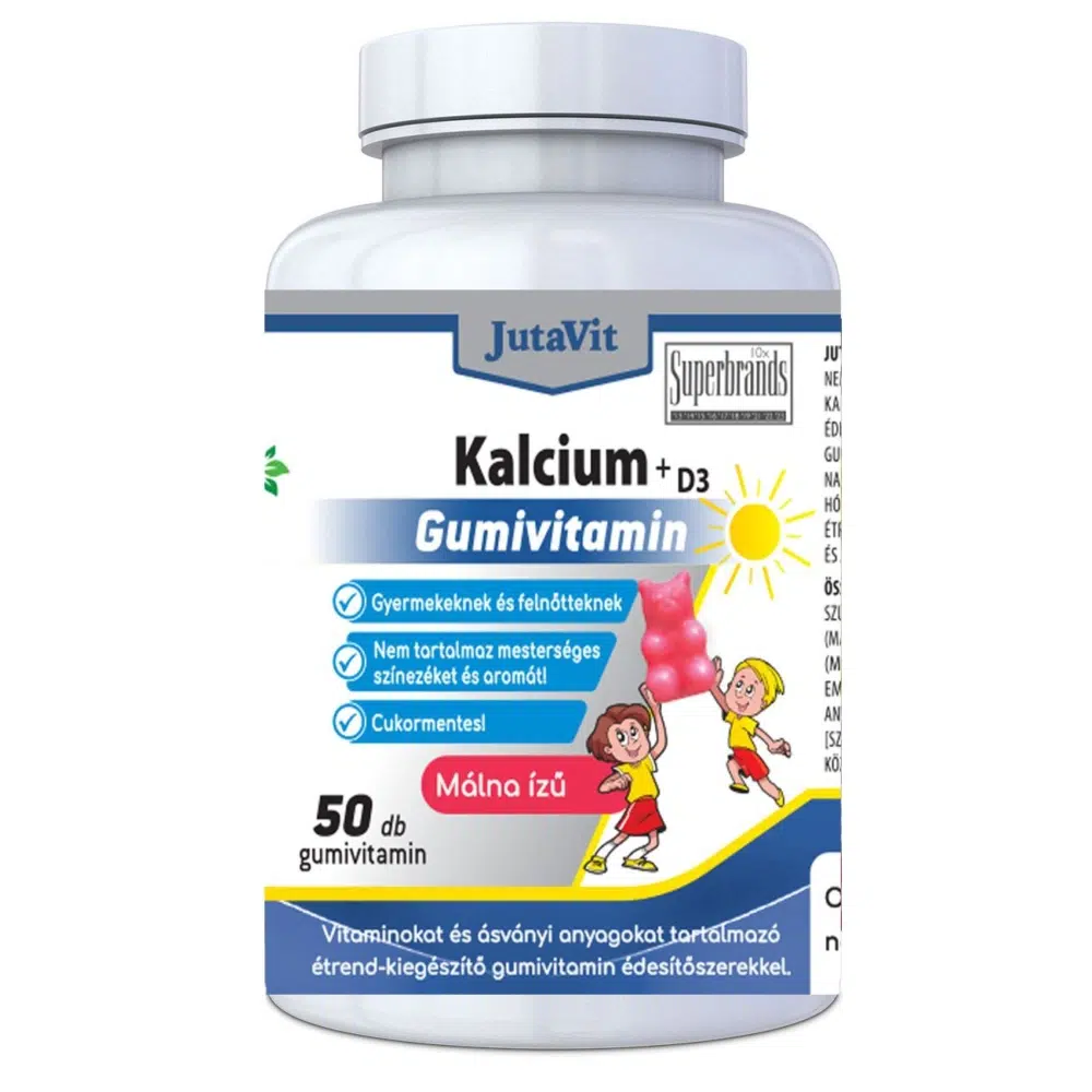 JutaVit Kalcium+D3 Málna ízű Gumivitamin 50db