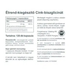 Vitaking Cink Biszglicinát kapszula - 120db - Image 2