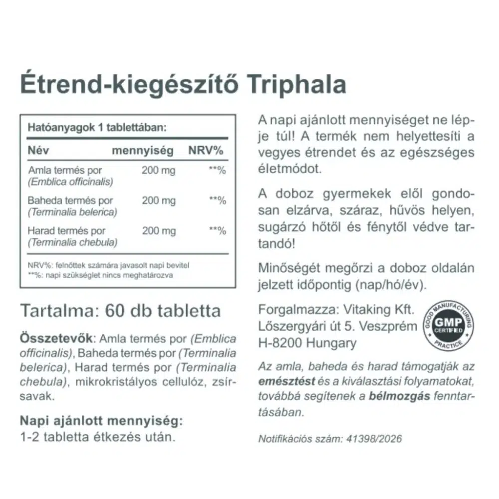 Vitaking Triphala tabletta - 60db - Image 2