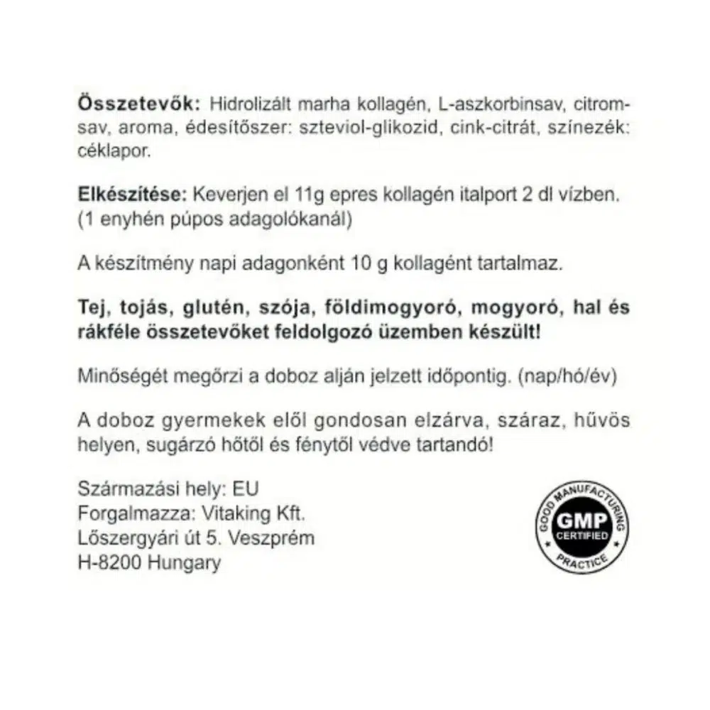Vitaking Kollagén Eper ízű italpor dobozos - 330g - Image 3