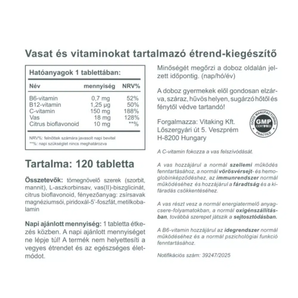 Vitaking Vas-komplex tabletta - 120db - Image 2