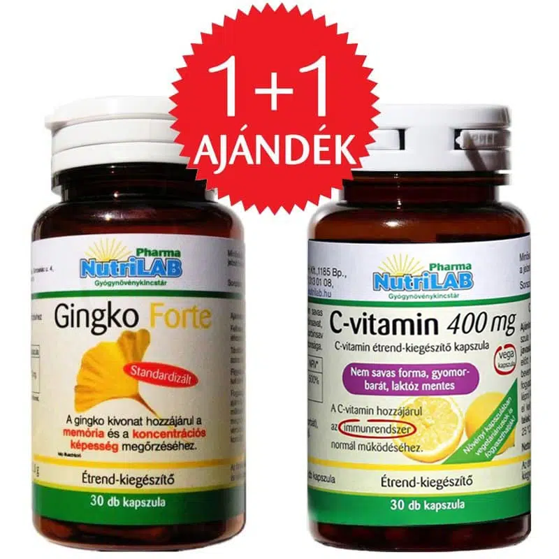 Nutrilab Ginkgo Forte kapszula + AJÁNDÉK C-vitamin kapszula - 30db+30db