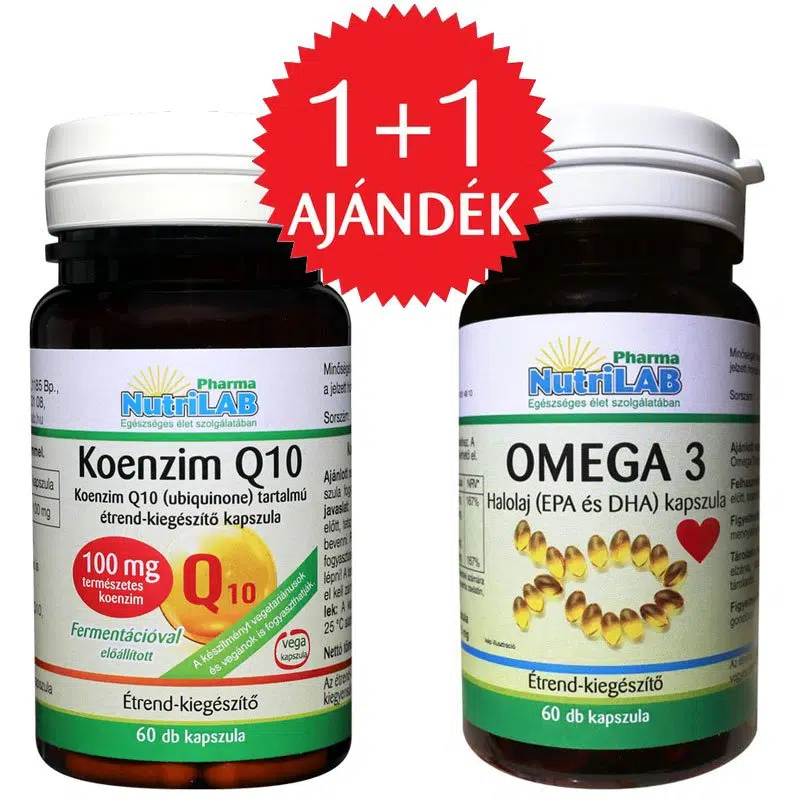 Nutrilab Koenzim Q10 Forte 100mg kapszula + AJÁNDÉK Omega-3 kapszula - 60db+60db