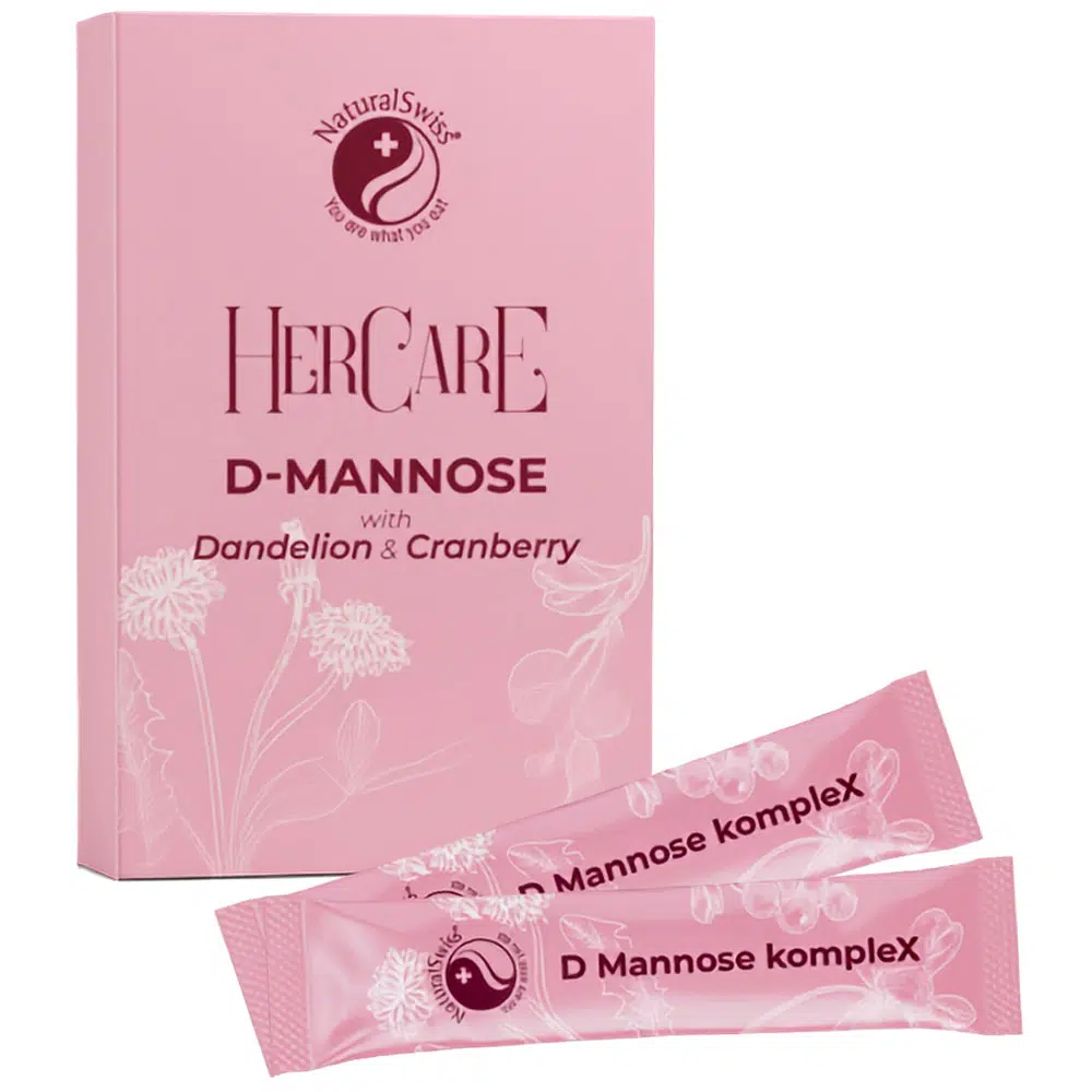 Natural Swiss HerCare D-mannóz por gyermekláncfűvel és tőzegáfonyával - 15 tasak