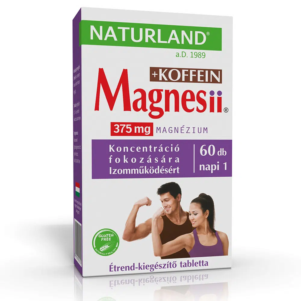 Naturland Magnesii + koffein étrend-kiegészítő tabletta - 60db