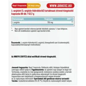Dr. Herz L-arginin HCL 750mg kapszula - 60 db - Image 2